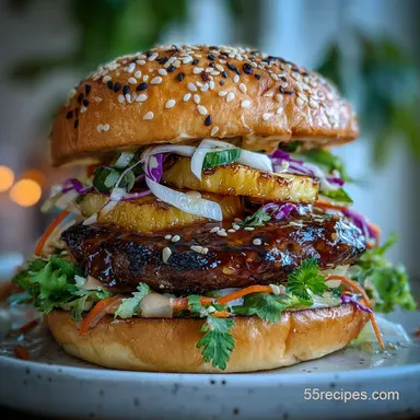 Hawaiian Burger Recipe for 4 Servings Recipe Card