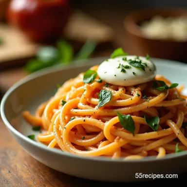 Lazy Sunday 5 Ingredient Pasta Recipes with Burrata Recipe Card