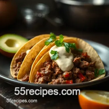 Delicious Cinco de Mayo Food Ideas: My Mouthwatering Beef Tacos with Chipotle Cream Recipe Card