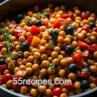 Easy & Flavorful Kitchenette Recipes: One-Pan Mediterranean Chickpea Bake Recipe Card