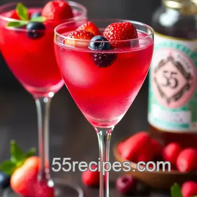 Romantic Berry Kiss Cocktail presentation