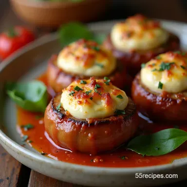 FireKissed Portobellos Hot Italian Sausage Recipes Recipe Card