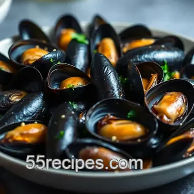 Sautéed Mussels with Garlic and Herb Butter presentation
