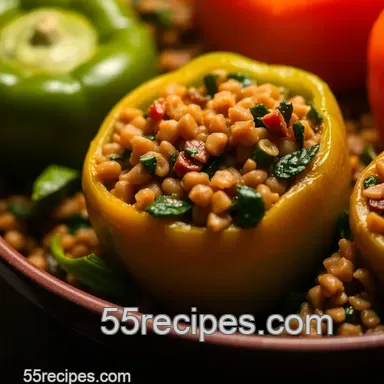 Delicious Alpha Gal Friendly Recipes: Savory Lentil and Spinach Stuffed Peppers Recipe Card