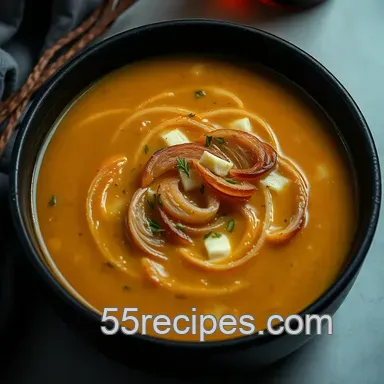 Savory Longhorn Onion Soup Recipe with a Cheesy Twist Recipe Card