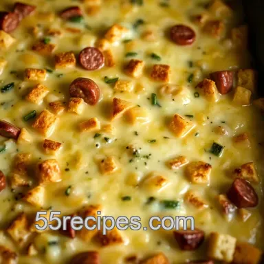 Hearty Savory Sage Breakfast Casserole with Jimmy Dean Sage Sausage Recipe Card