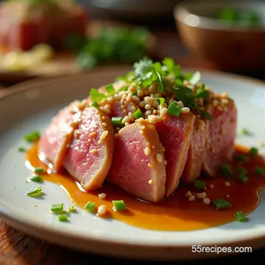 Sesame Ahi Tuna Steak RestaurantStyle Easy Recipe Card