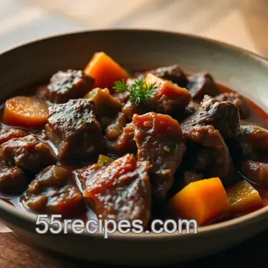 My Grandmother's Hearty Simmered Beef Stew with Red Wine & Veggies