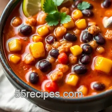 Simmered Taco Soup with Flavorful Beans presentation