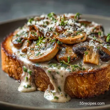 Simple Mushroom Recipes: Chefs Creamy Butter-Braised Garlic Toast Recipe Card