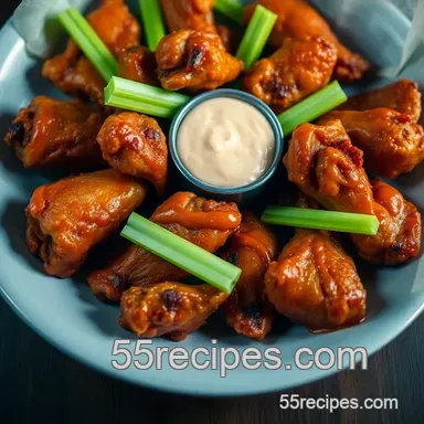 Smoky & Crisp Chicken Wings with Tangy Buffalo Sauce Recipe Recipe Card