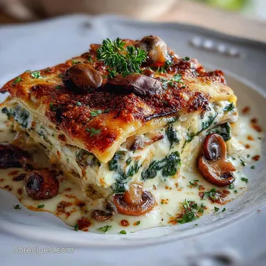 Spinach Mushroom Lasagna with Bechamel Sauce