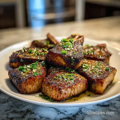 T-Bone Recipe on the Stove with Garlic Butter Recipe Card