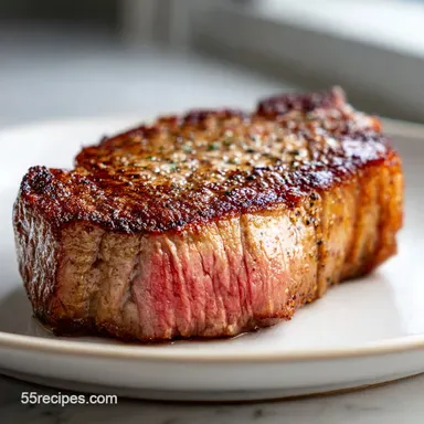 T-Bone Steak Recipe on the Stove with Garlic (2 Servings) Recipe Card