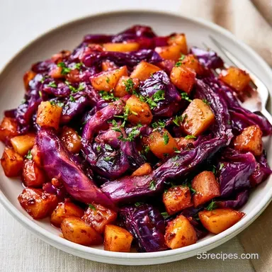 Sweet Sour German Red Cabbage with Apples Recipe Card