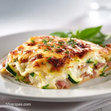 Zucchini Ham Lasagna for 6 Servings: Creamy Baked Layers
