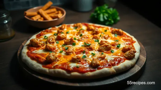 Buffalo Chicken Wing Pizza with Blue Cheese Drizzle