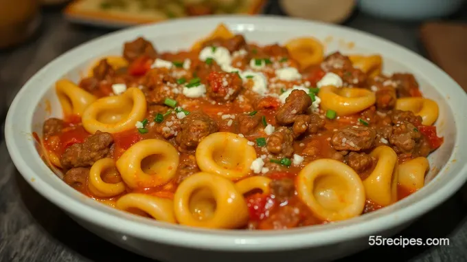 Cheesesteak Tortellini with Creamy Provolone Sauce