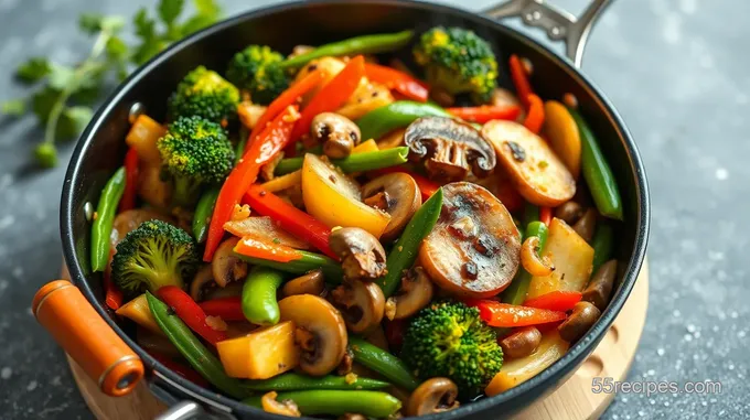 Colorful Veggie Stir-Fry in a Stir Fry Pan