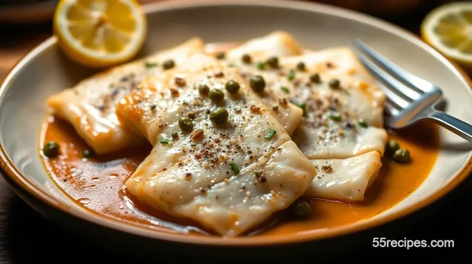 Flounder Filets in Lemon Caper Butter Sauce