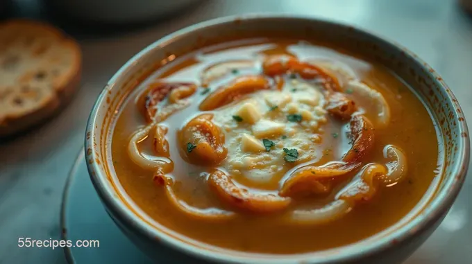 Savory Longhorn Onion Soup with a Cheesy Twist
