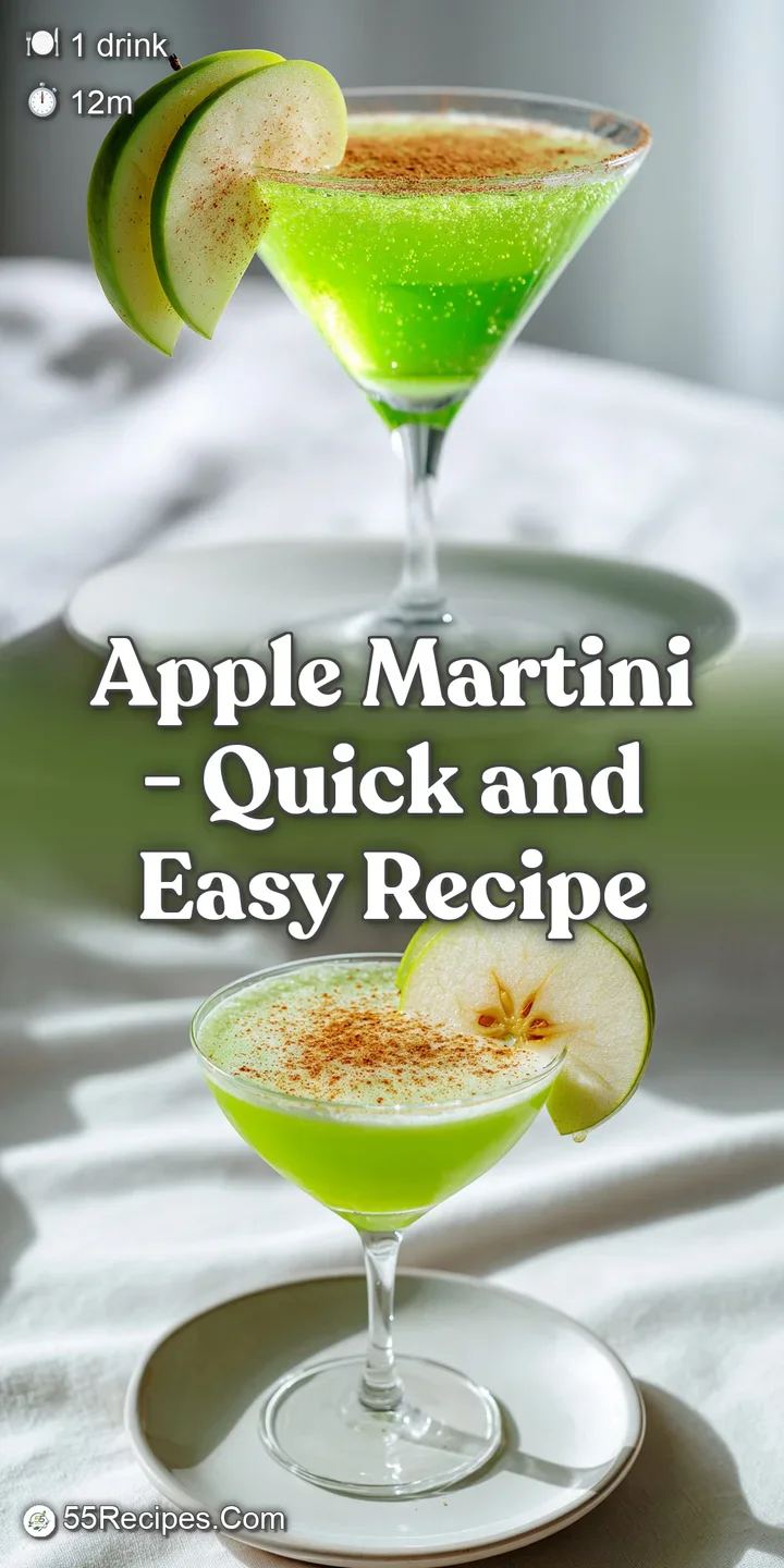 Close-up of a chilled, pale green cocktail with tiny bubbles and a cinnamon stick resting against the glass rim.