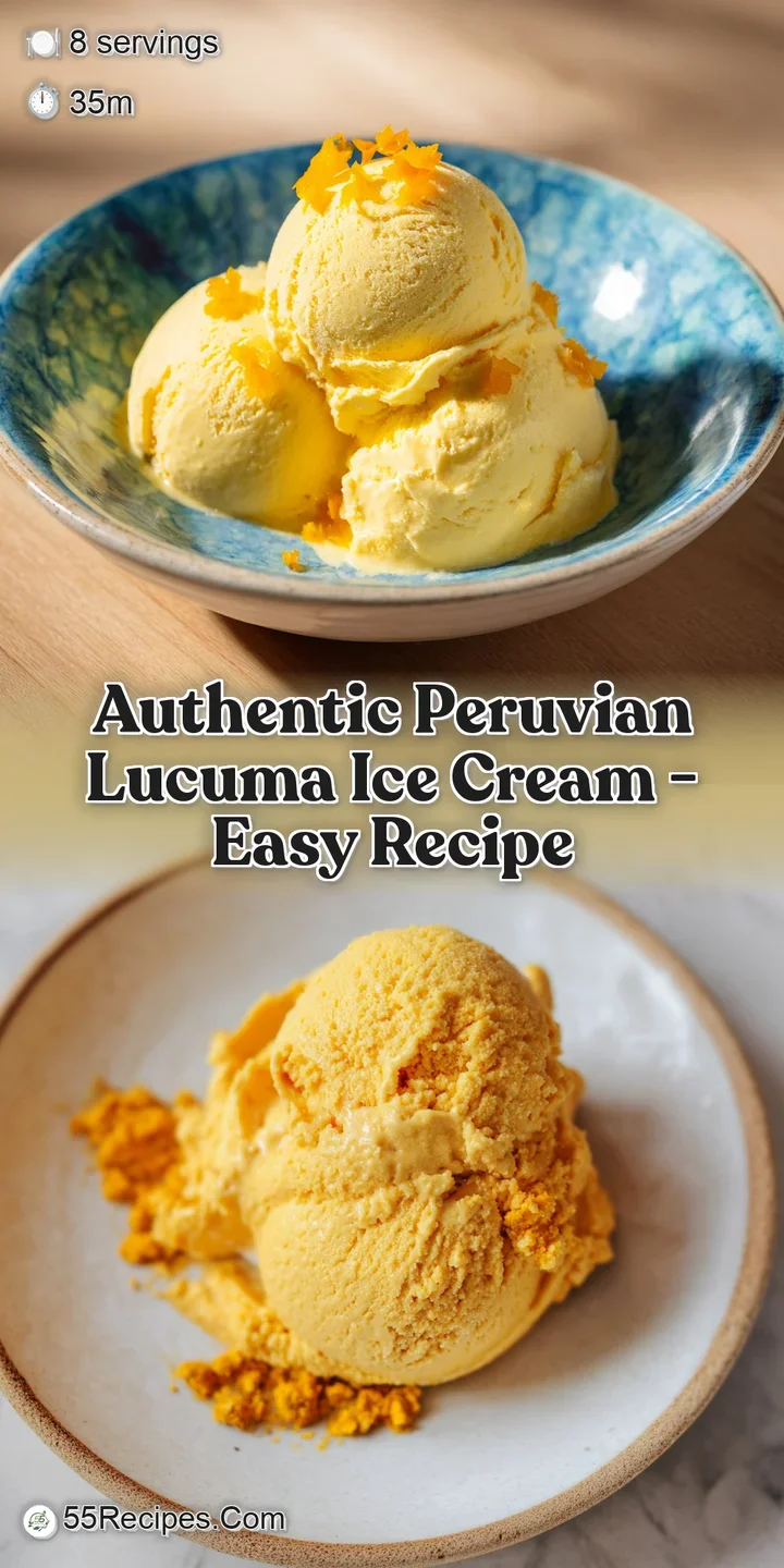 Close-up of rich, velvety lucuma ice cream with its signature caramel-maple hue and frosty sheen.