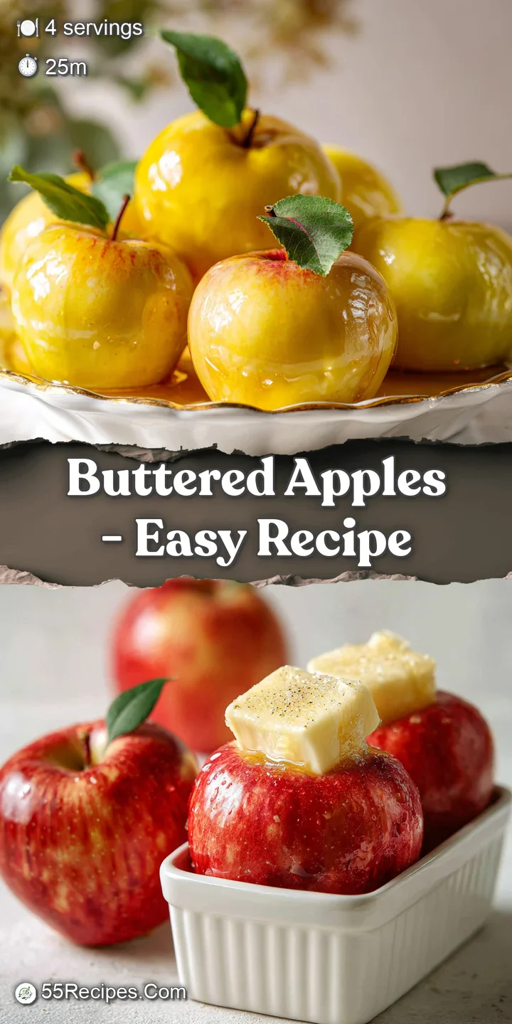 Close-up of glistening, caramelized apple slices. Soft texture with crisp edges, coated in rich butter and brown sugar sauce.