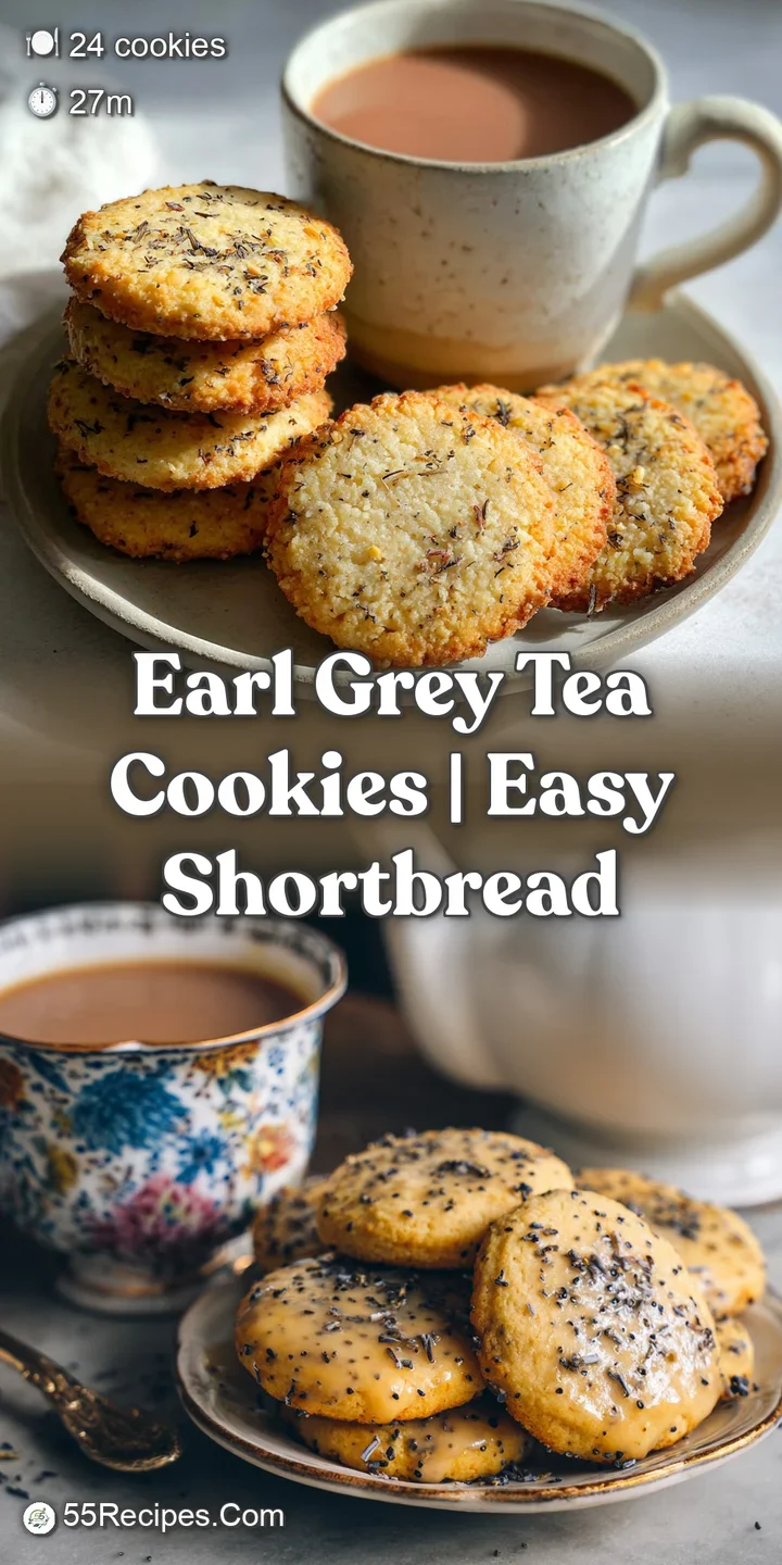 A close-up reveals the crumbly edge of an Earl Grey shortbread cookie, hinting at its buttery, melt-in-your-mouth quality.