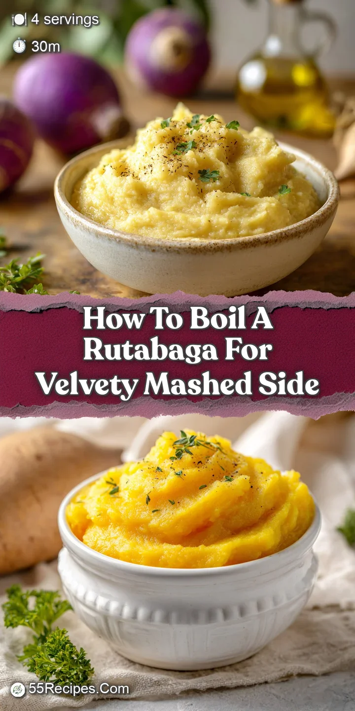 Close-up of tender rutabaga cubes with soft edges; warm earthy tones and a slightly sweet, appealing aroma implied by steam.