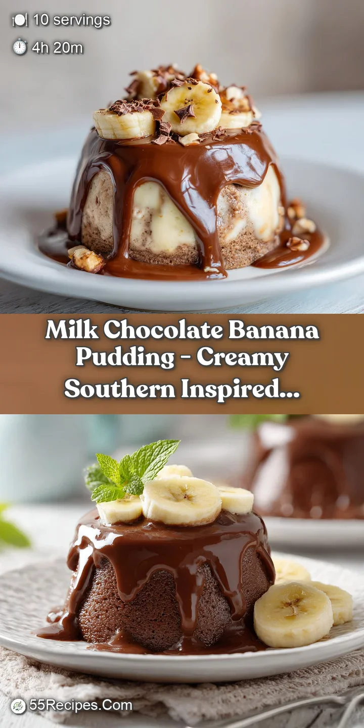 Close-up of rich, smooth banana pudding with layers of wafer crumbs and a dollop of whipped cream.