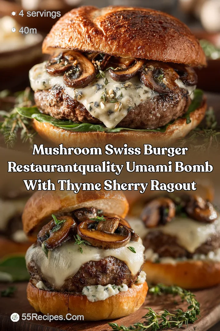 Mushroom Swiss Burger RestaurantQuality Umami Bomb with Thyme Sherry Ragout