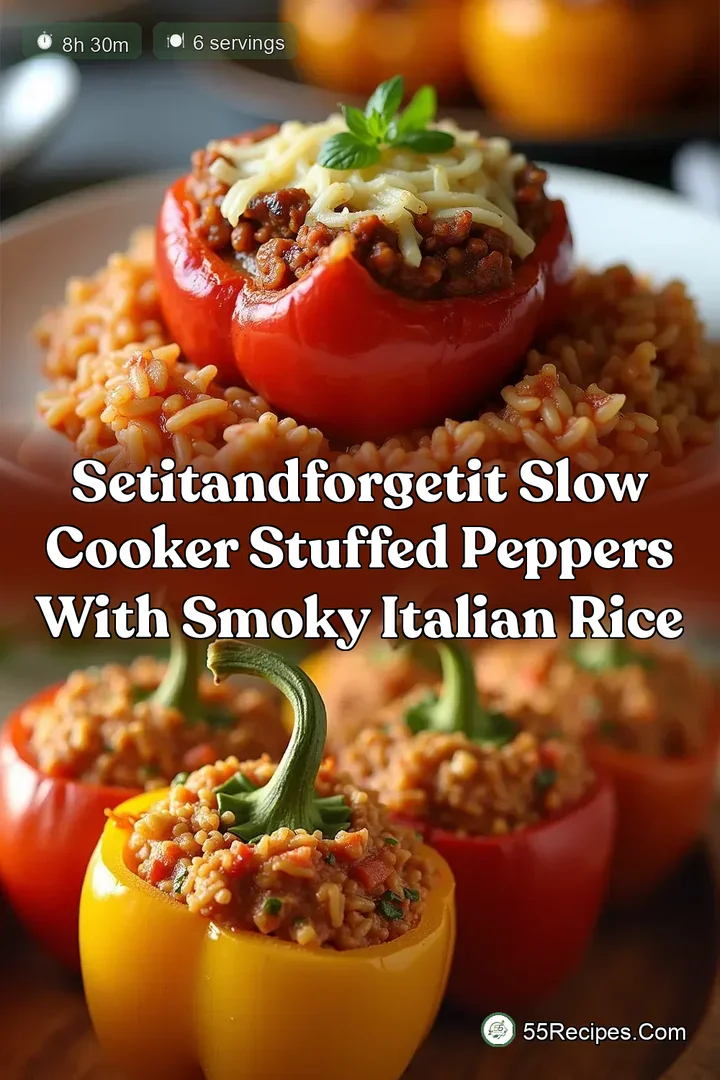 SetItAndForgetIt Slow Cooker Stuffed Peppers with Smoky Italian Rice