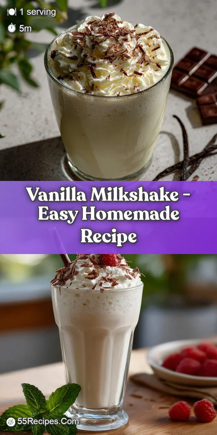 Close-up of a creamy vanilla milkshake with swirls of soft whipped cream and a dusting of colorful sprinkles. Looks cold a...