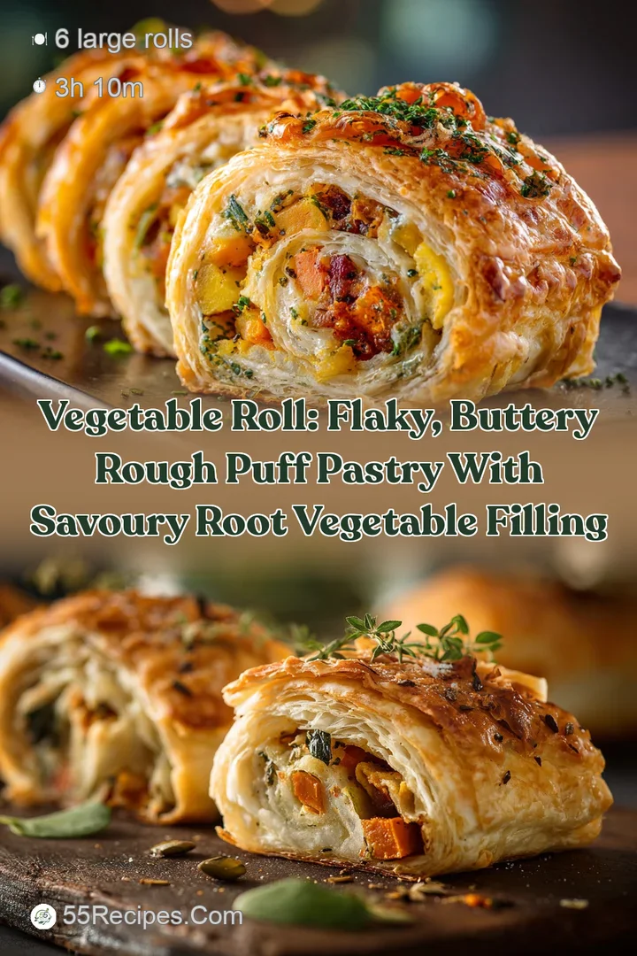 Vegetable Roll: Flaky Buttery Rough Puff Pastry with Savoury Root Vegetable Filling