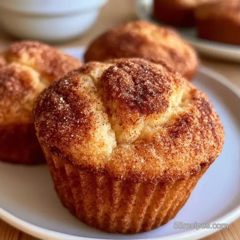 A fluffy golden muffin on a white ceramic plate, paired with a drizzle of honey and crisp fresh apple slices.
