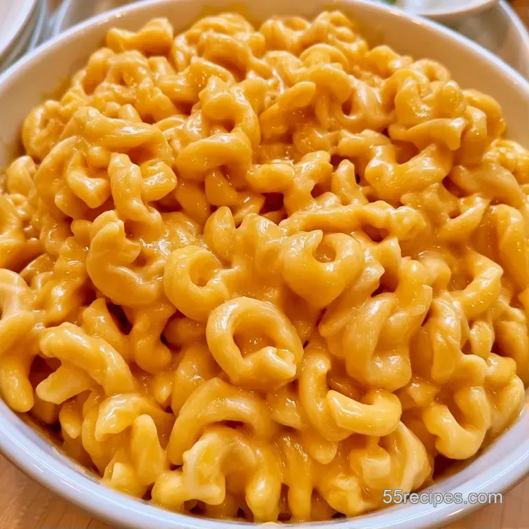 A heap of buttery, golden egg noodles topped with melted cheese and fresh herbs in a white minimalist bowl.