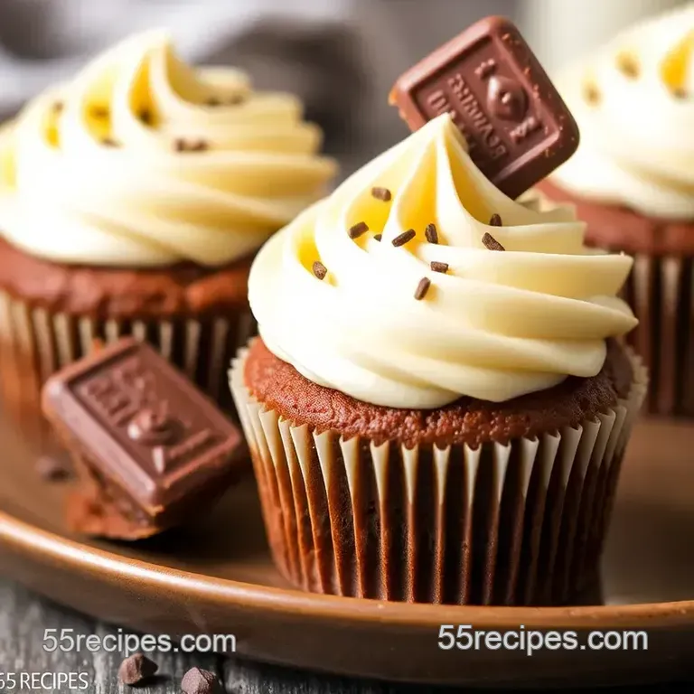 Decadent Brownie Cupcakes with Creamy Frosting presentation