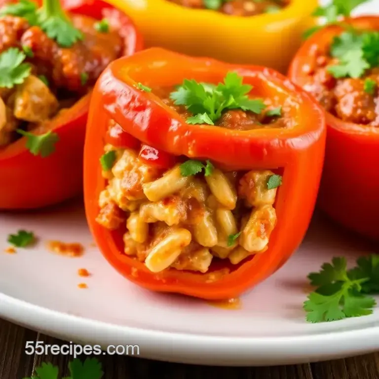 Bake Chicken Stuffed Peppers presentation