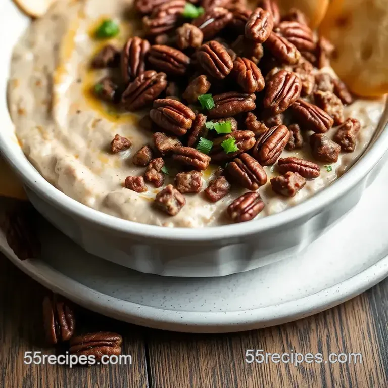 Baked Chipped Beef Dip with Creamy Pecans presentation