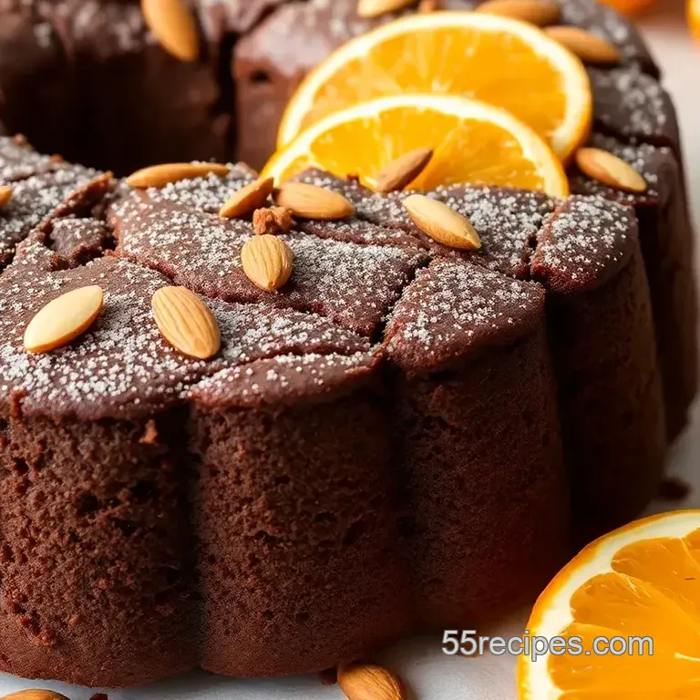 Chocolate Almond Cake with Zesty Orange presentation