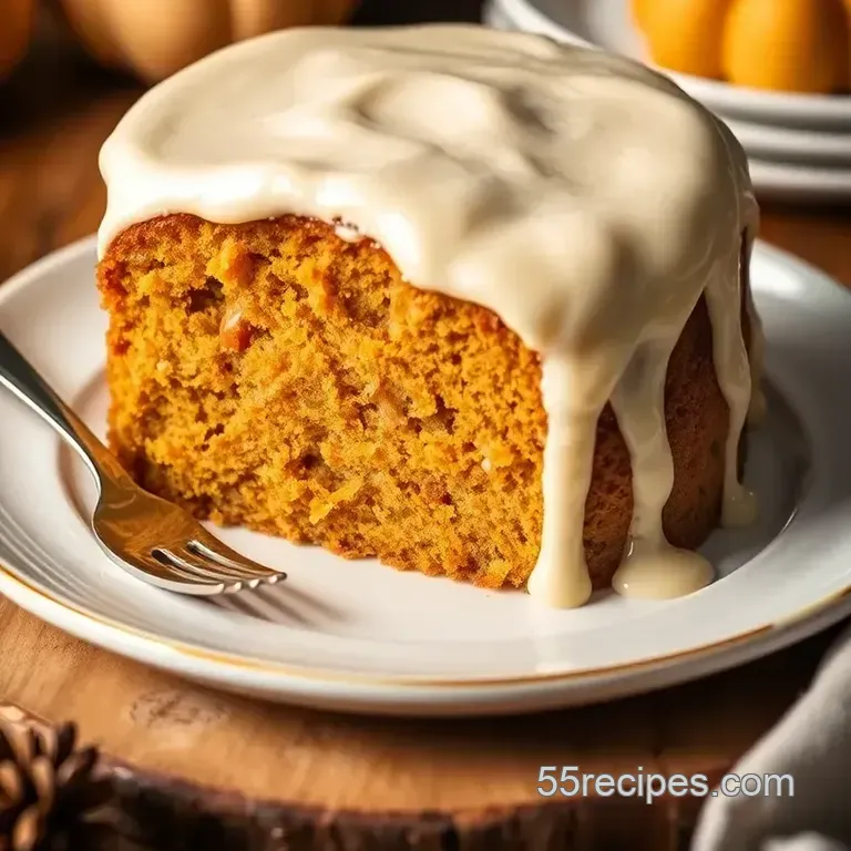 Moist Olive Oil Pumpkin Cake with Decadent Maple Frosting presentation