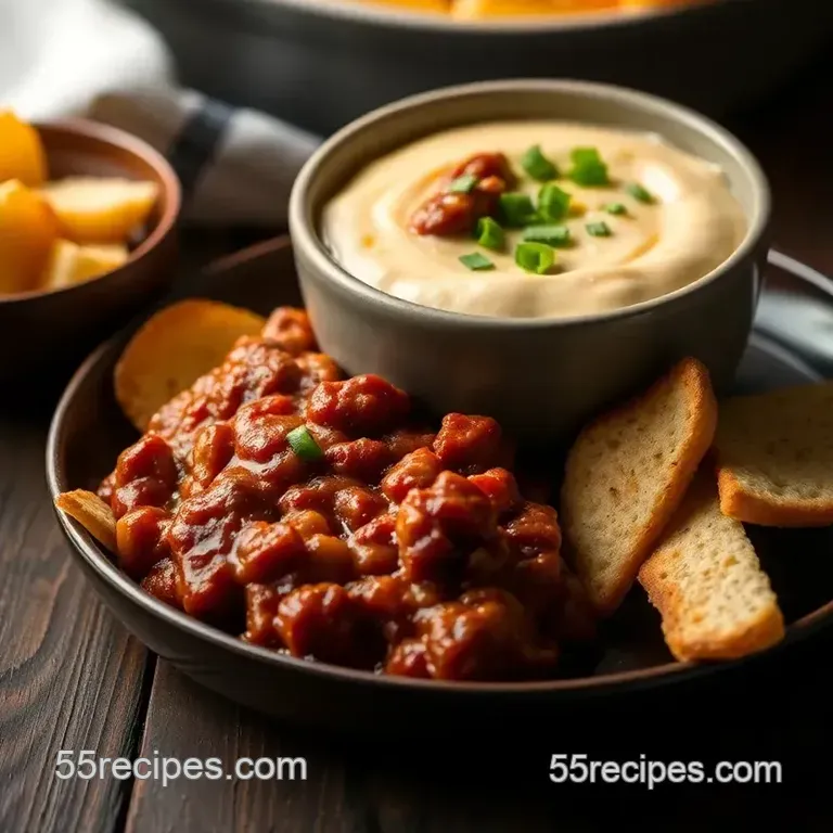 Baked Skyline Chili Cream Cheese Dip presentation
