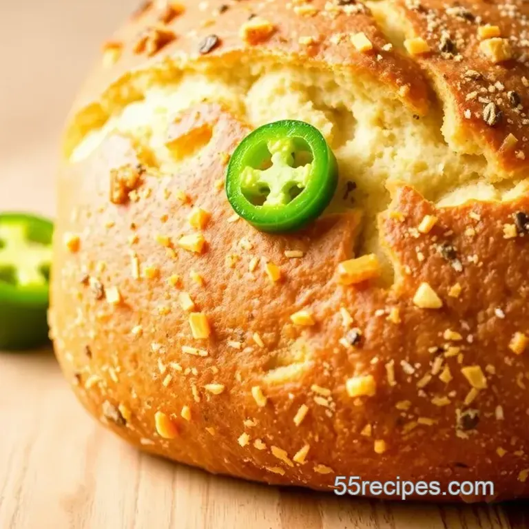 Spicy Vegan Jalapeño Cheddar Artisan Bread presentation