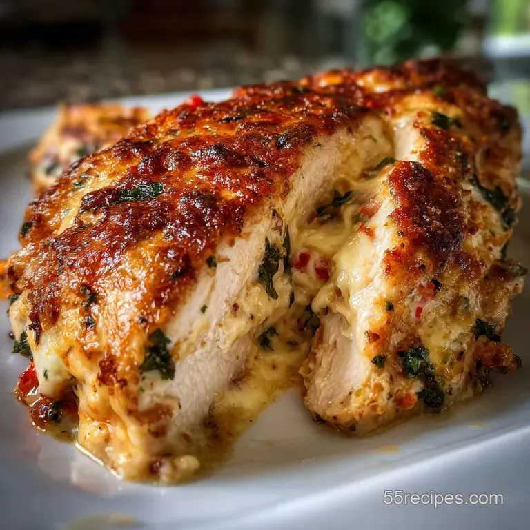 Baked Stuffed Chicken Breast: Cheesy Spinach and Feta Filling presentation