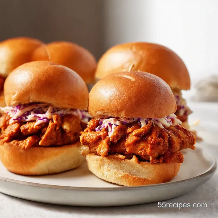 Barbecue Chicken Sliders with Tangy Coleslaw