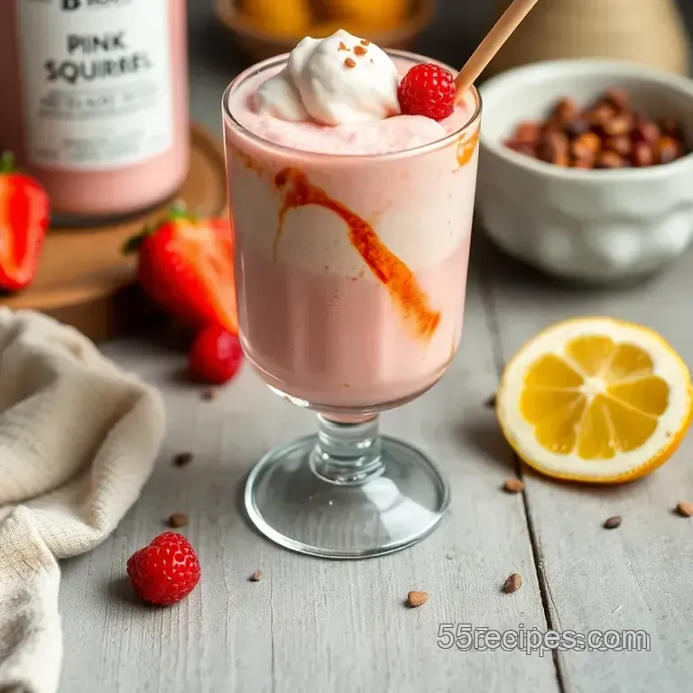 Blend Ice Cream Pink Squirrel Cocktail presentation