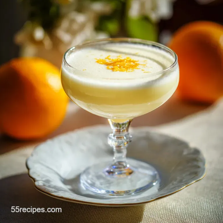 Elegant Boxcar cocktail in a vintage glass, highlighting its clarity and the bright citrus twist, placed on a dark, reflec...