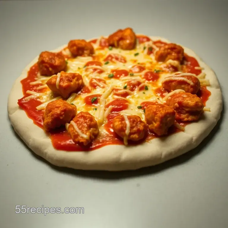 Buffalo Chicken Wing Pizza with Blue Cheese Drizzle presentation