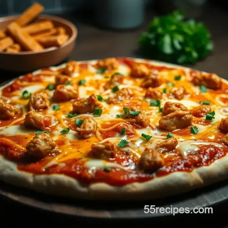 Buffalo Chicken Wing Pizza with Blue Cheese Drizzle